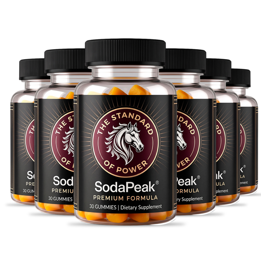 Six bottles of SodaPeak Gummies premium formula dietary supplement